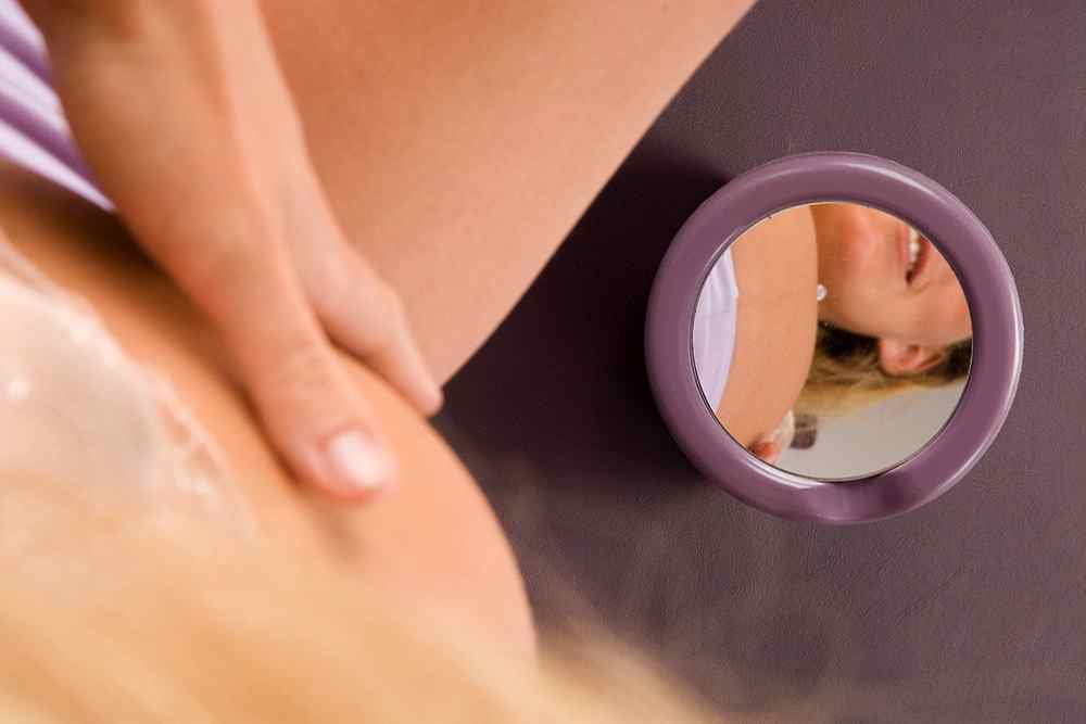 Womans view in mirror